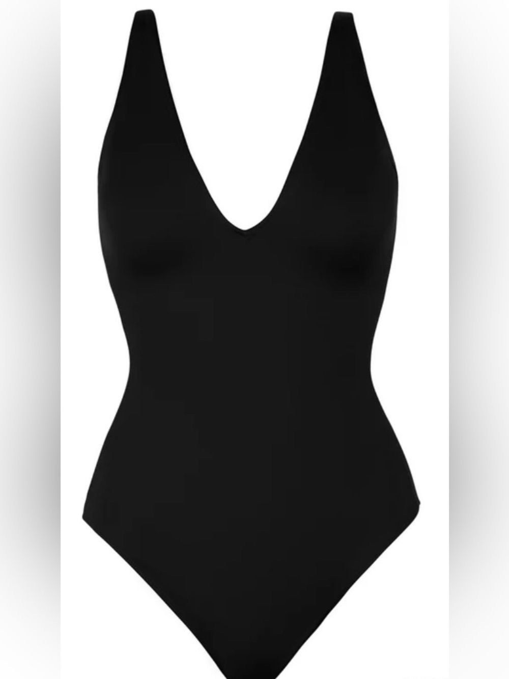 Classic V-Neck Black One-Piece Swimsuit